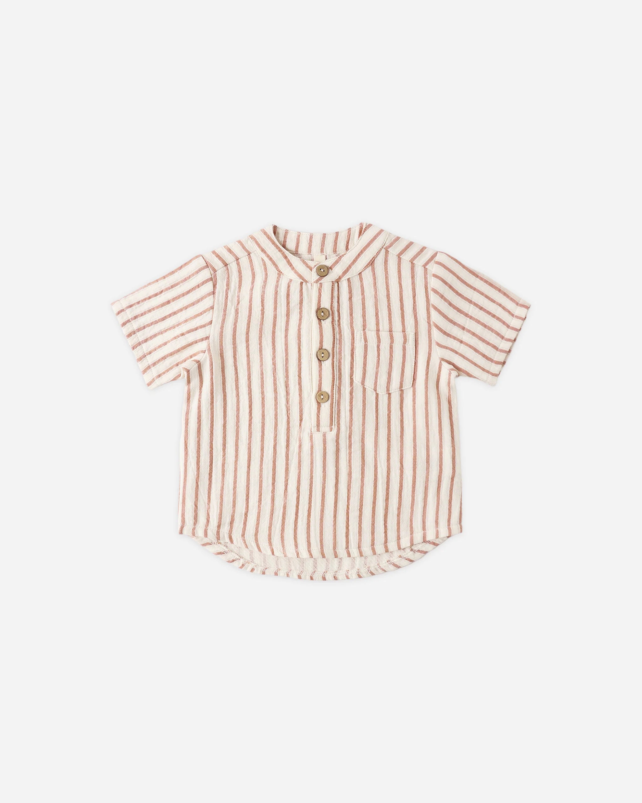 Quincy Mae - Jaxson Shirt + Woven Short Vintage Stripe Natural