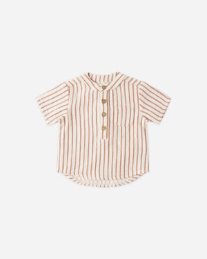 Quincy Mae - Jaxson Shirt + Woven Short Vintage Stripe Natural