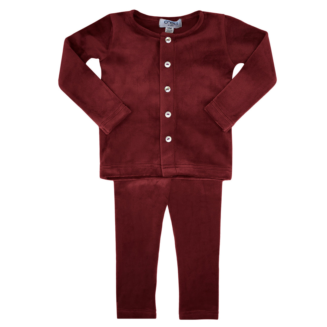crew kids berry velour button set