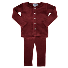 crew kids berry velour button set