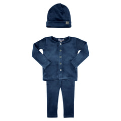 crew kids blue velour button set