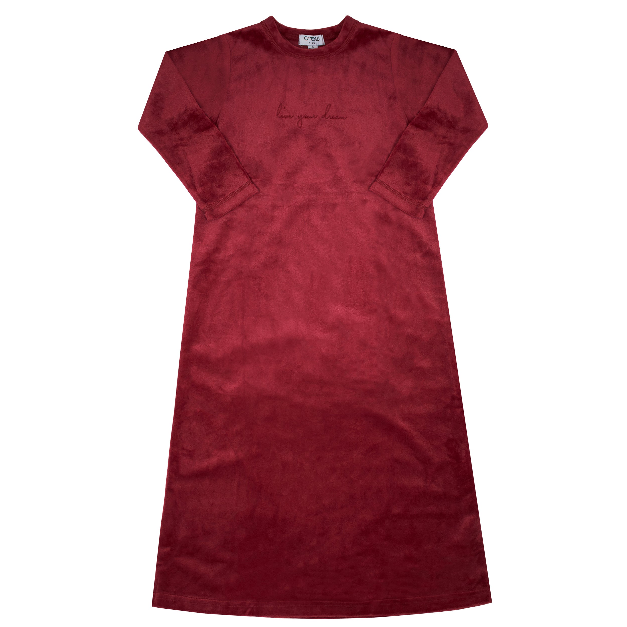 crew kids pink velour script nightgown
