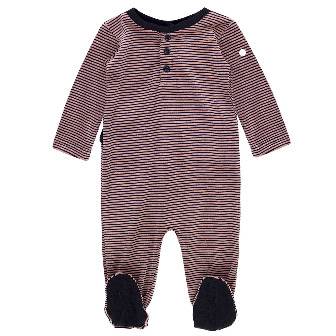 crew kids pink henley velour stripe footie