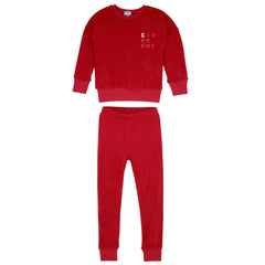 crew kids red fleece lounge set