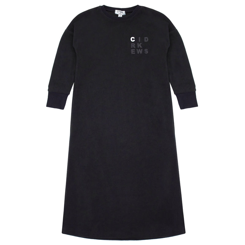 crew kids black fleece nightgown