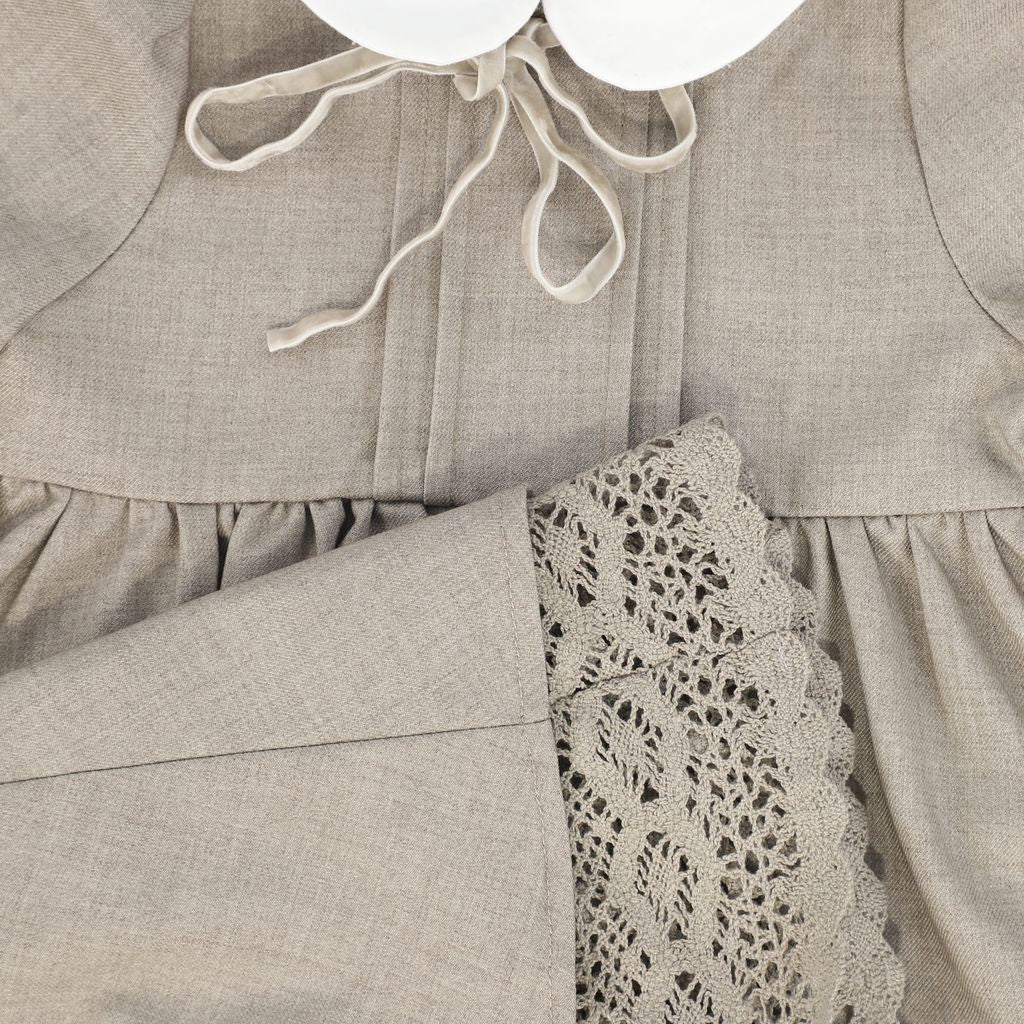 Bamboo - Wool Collar Pleat Front Dress