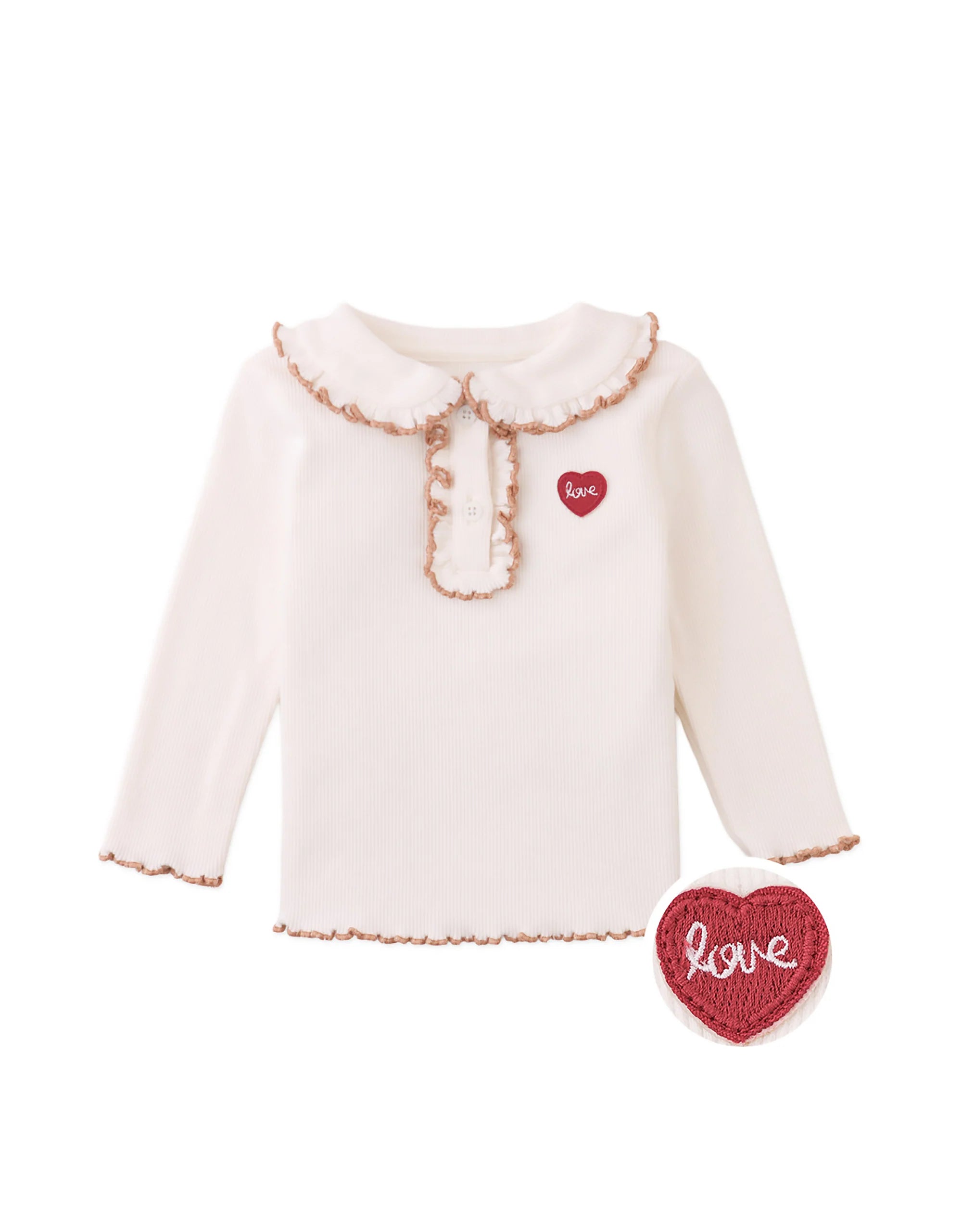 Gingersnaps – Scalloped Collar Ribbed Tee | Off White