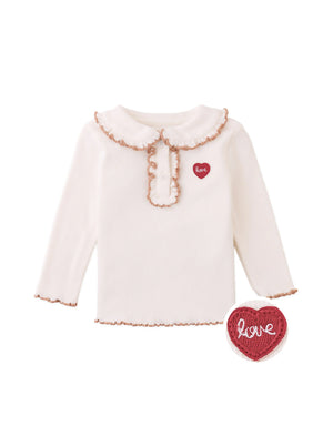 Gingersnaps – Scalloped Collar Ribbed Tee | Off White