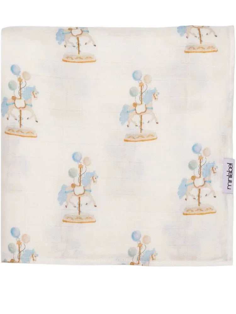 The Carousel Swaddle Blanket | Water Print Blue