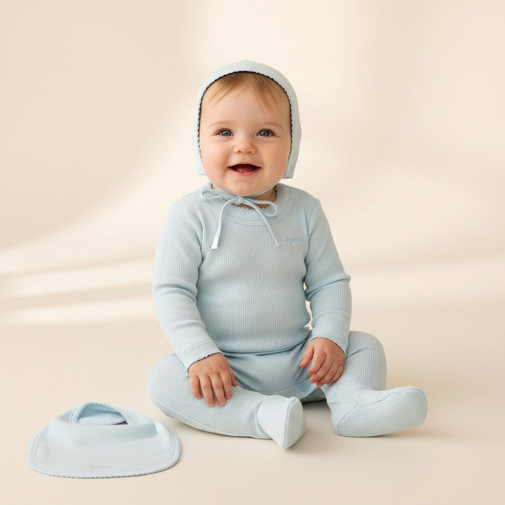 parni light blue ribbed pico footie