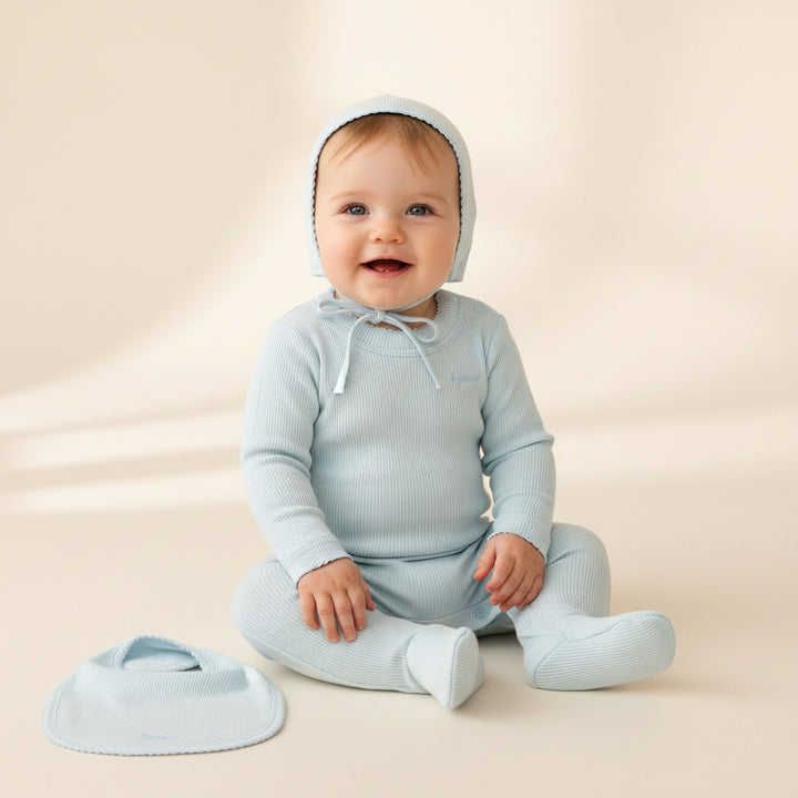 parni light blue ribbed pico footie