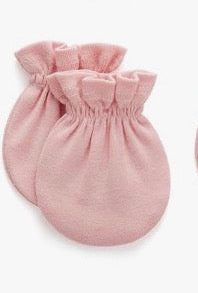 100% Cotton Pink Mittens for Baby 0-6 Months