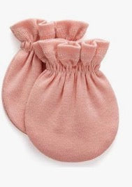100% Cotton Pink Mittens for Baby 0-6 Months