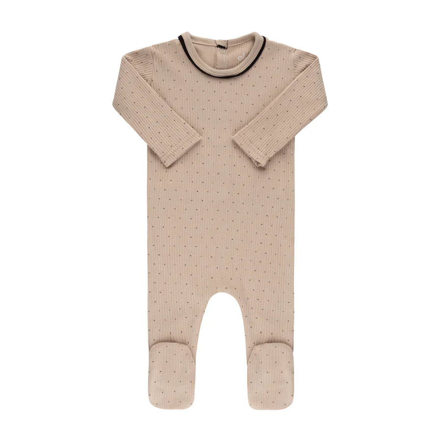 Ely's & Co Taupe Black Pindot Ribbed Footie