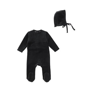 Velour Smocked Footie + Bonnet
