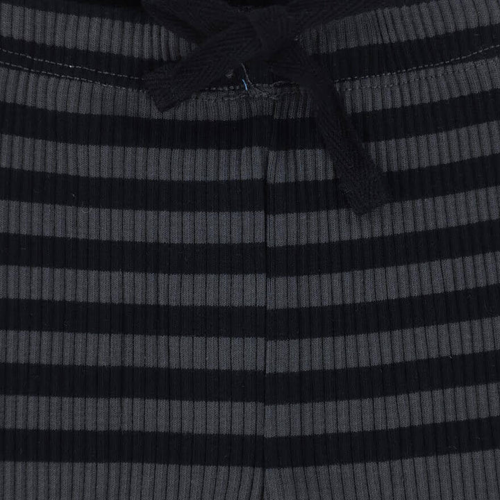 Striped Ribbed Pajamas - Charcoal/Black