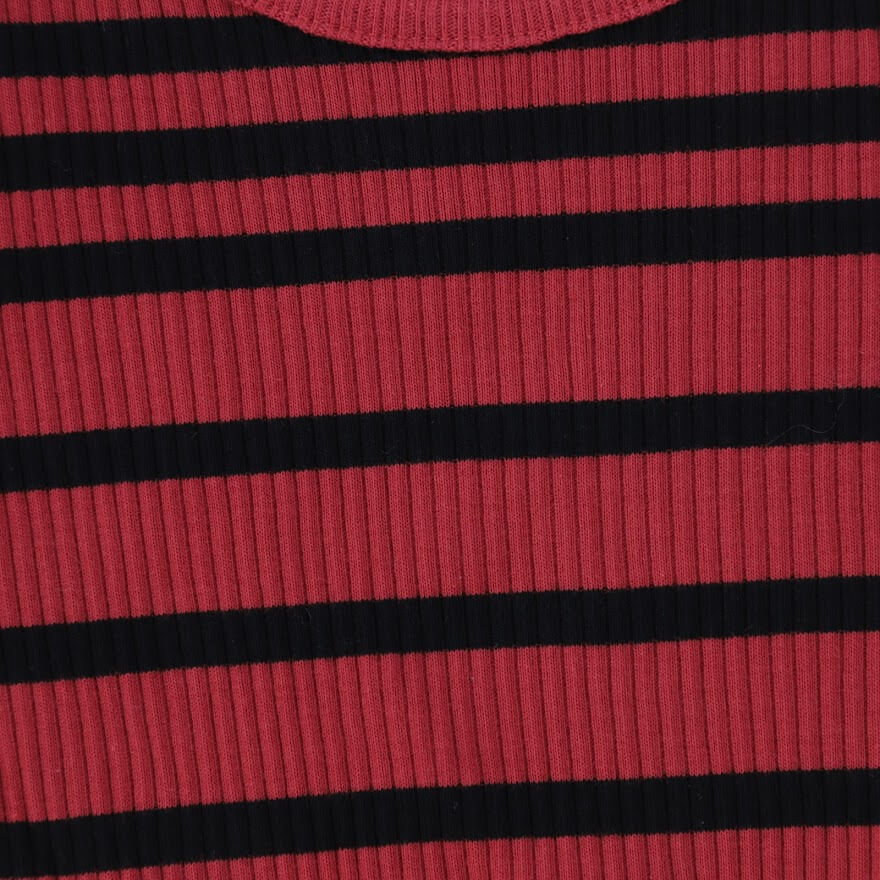 Striped Ribbed Pajamas - Redwood/Black