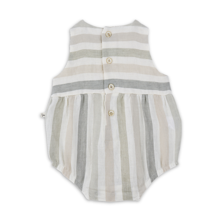 1+ in the family Beige Romper Soft Cotton Baby One Piece Outfit Button Closure Design