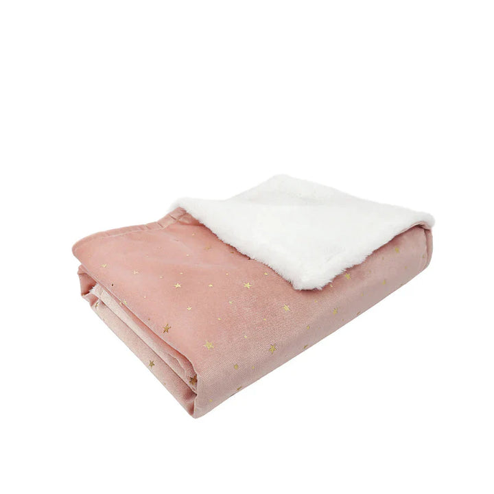 Mon Ami Celestial Velvet and Faux Fur Rose Pink Baby Blanket