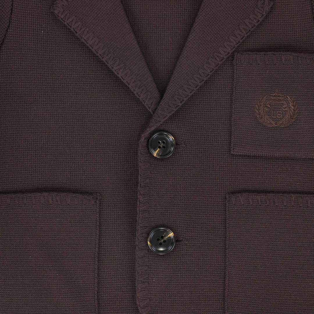 Le Bourdon Brown Piped Knit Blazer