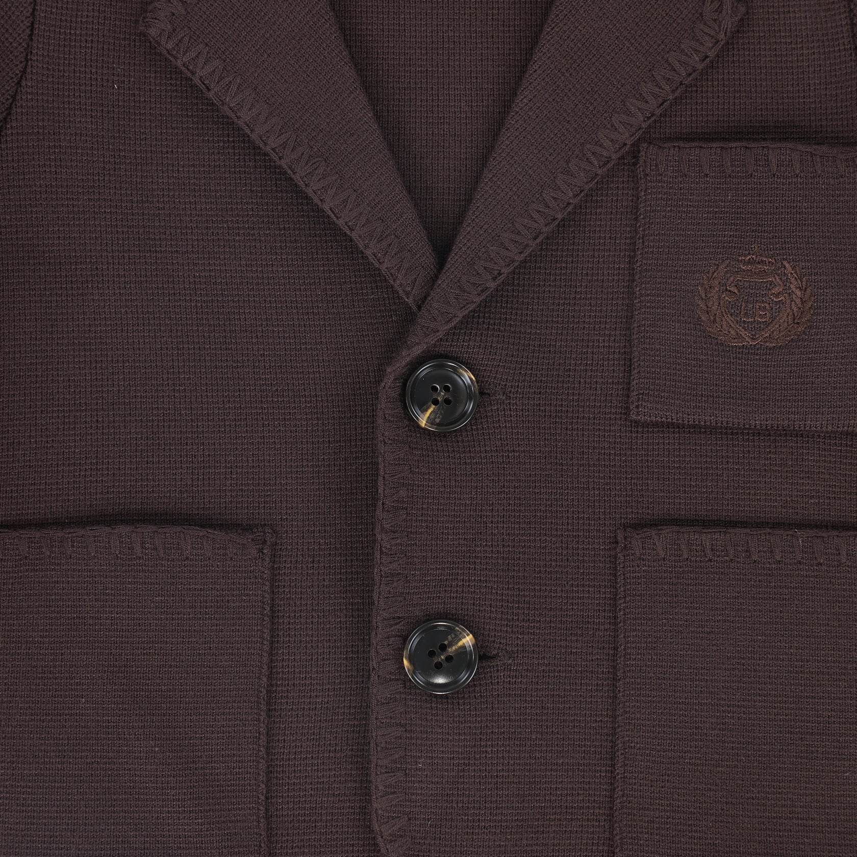 Le Bourdon Brown Piped Knit Blazer
