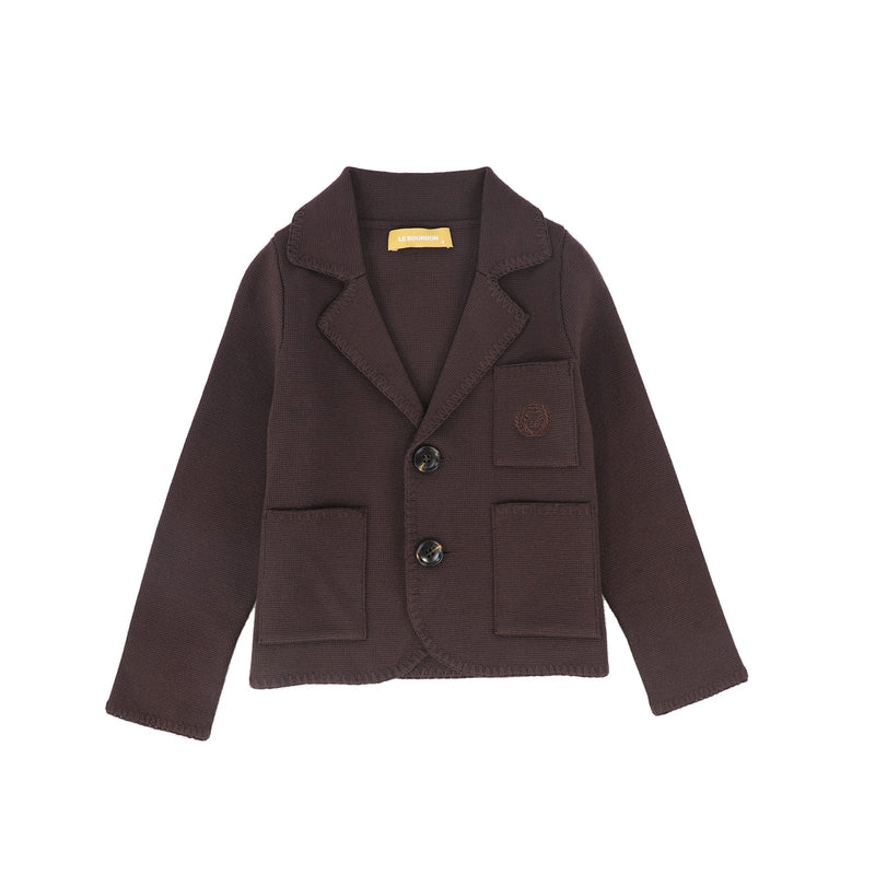 Le Bourdon Brown Piped Knit Blazer