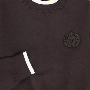 Le Bourdon Brown Trim Border Sweater