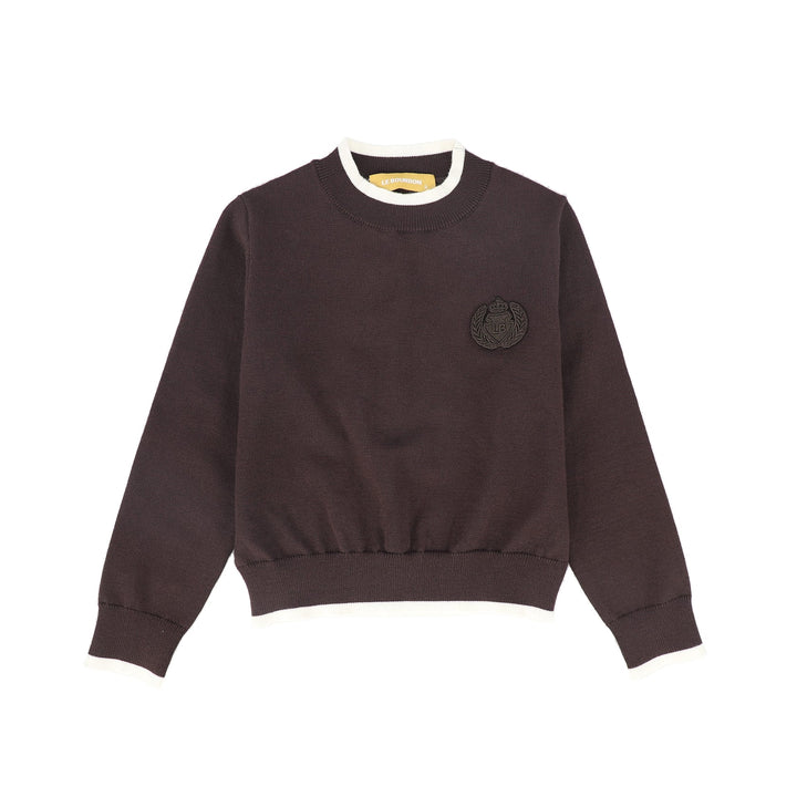 Le Bourdon Brown Trim Border Sweater