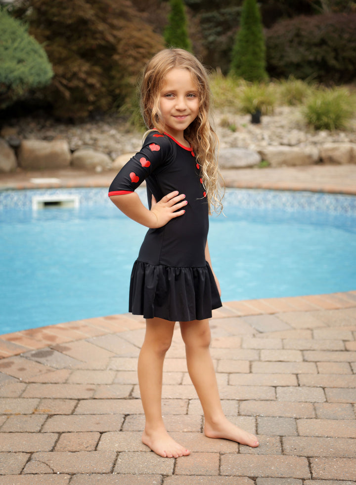 RED HEART BUTTON BEACH DRESS