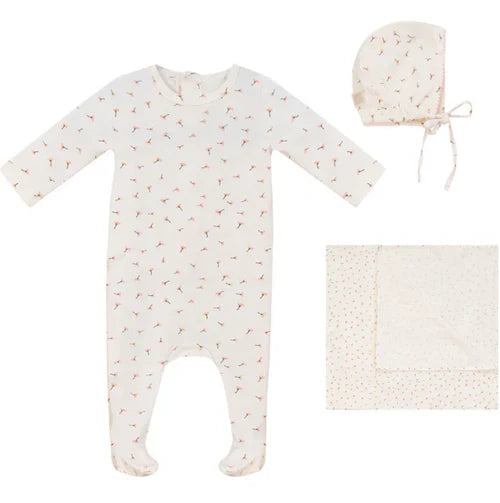 Bubani Pink Floral 3 Pc Layette Set