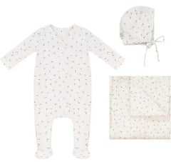 Bubani Blue Leaf 3 Pc Layette Set