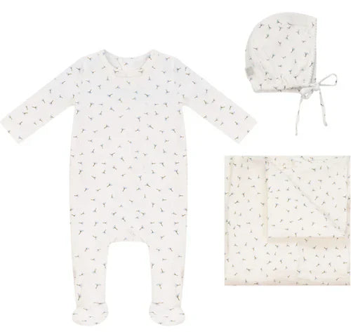 Bubani Blue Leaf 3 Pc Layette Set
