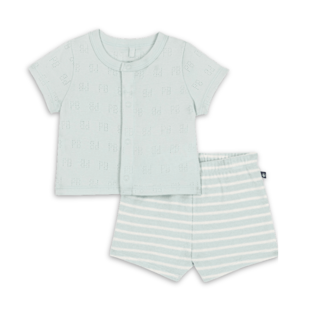 Petit Bateau Baby Boy Short Sleeve Top and Stripe Shorts Set Soft Cotton Baby Outfit Striped Shorts