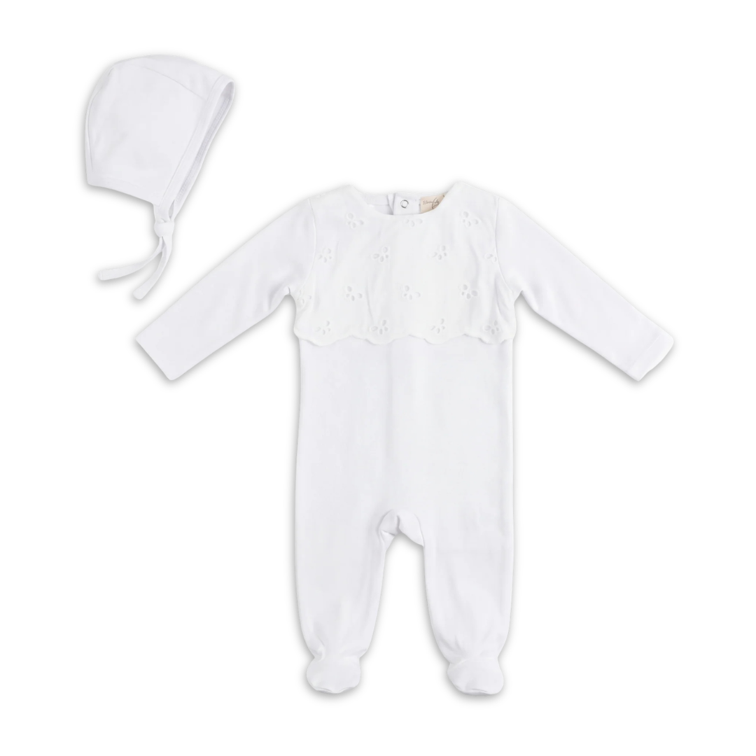 Bebe Bella Baby Eyelet Onesie White Soft Cotton Baby Bodysuit Eyelet Fabric Design