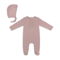Bebe Bella Baby Modal Embossed Cherry Layette Light Maple Soft Modal Baby Outfit Cherry Embossed Design