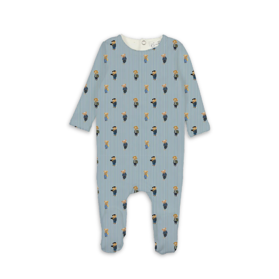 Bopop Bear Footie Soft Cotton Baby Footed Onesie Cute Bear Design