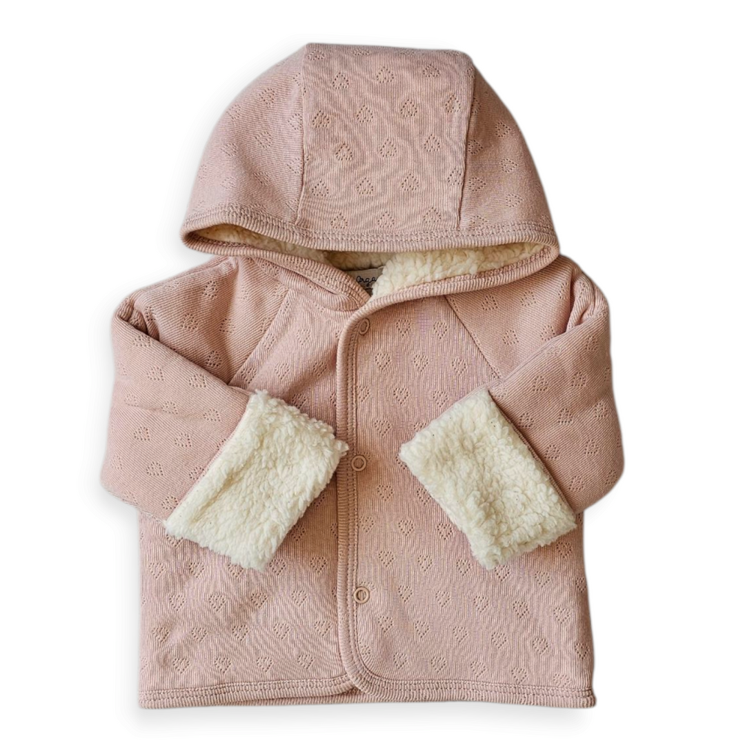 Bebe Organic Blush Heart Pointelle Baby Jacket