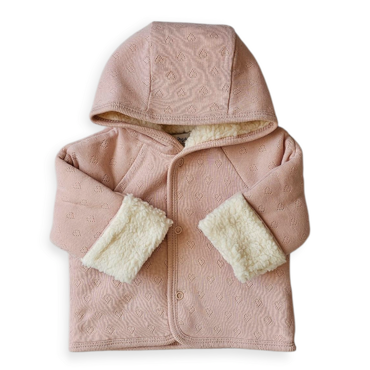 Bebe Organic Blush Heart Pointelle Baby Jacket