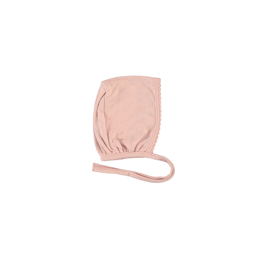 Bebe Organic Blush Red Heart Pointelle Bonnet 