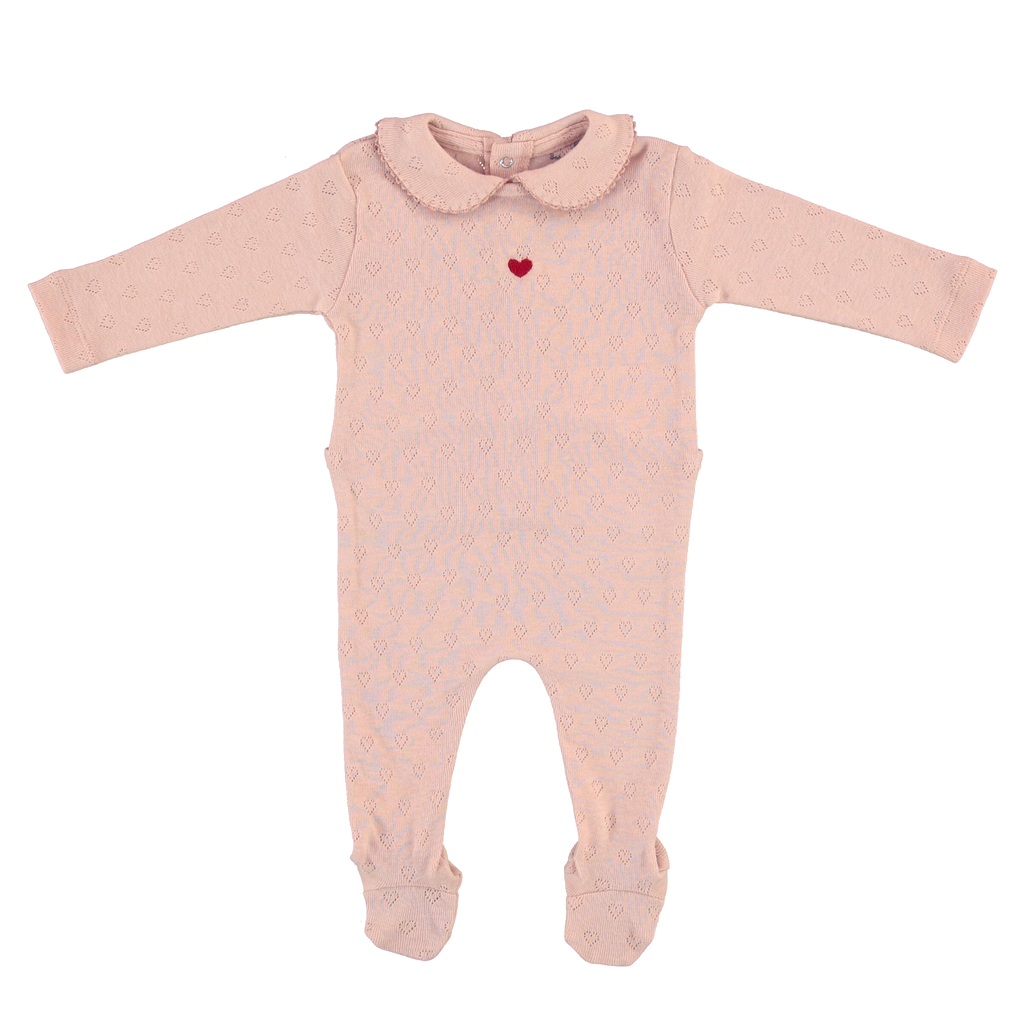 Bebe Organic Blush Red Heart Pointelle Footie