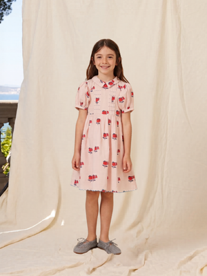 Bebe Organic La Vie En Rose April Dress – Pink Floral Girls Dress