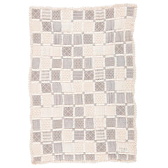 Bebe Organic Mai Patchwork Organic Cotton and Linen Heirloom Baby Blanket Boutique Designer Nursery Throw Taupe
