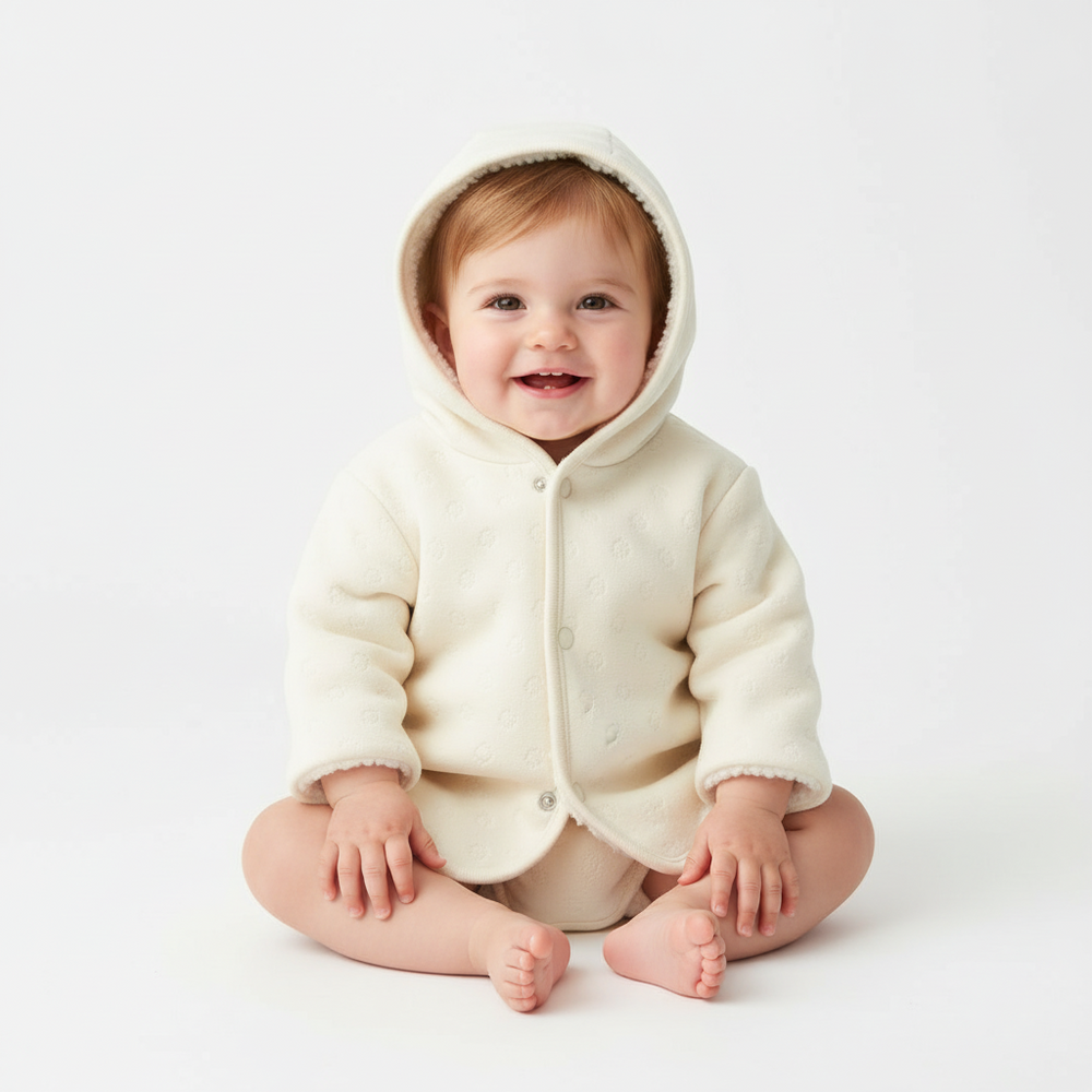 Bebe Organic Natural Heart Pointelle Jacket