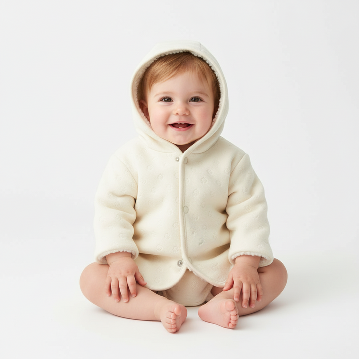 Bebe Organic Natural Heart Pointelle Jacket