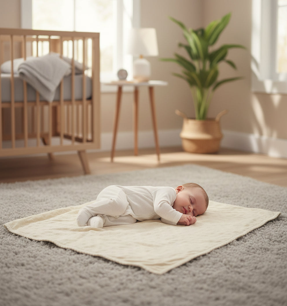 Bebe Organic Natural Heart Pointelle Fur Blanket