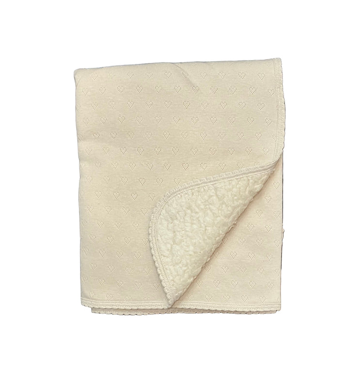 Bebe Organic Natural Heart Pointelle Fur Baby Blanket