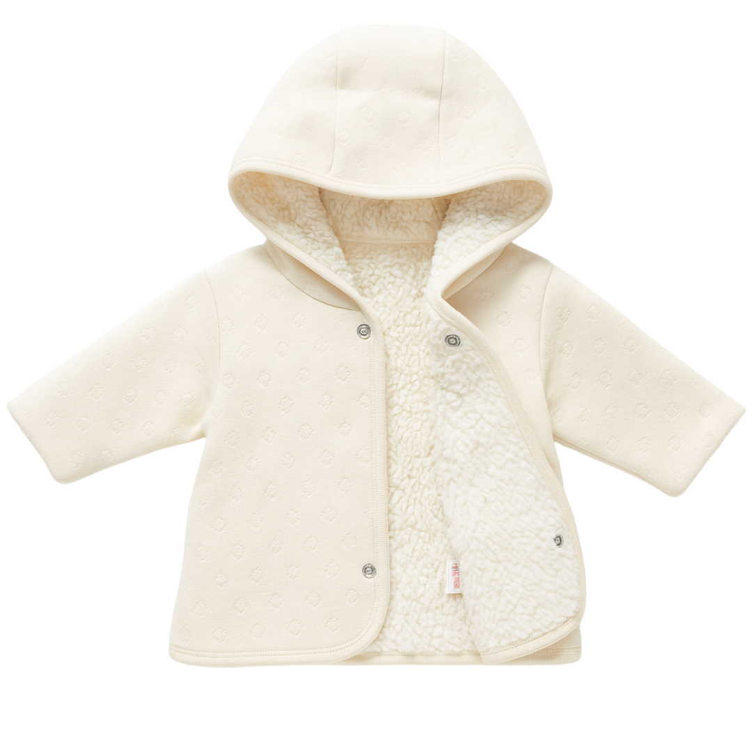 Bebe Organic Natural Heart Pointelle Baby Jacket