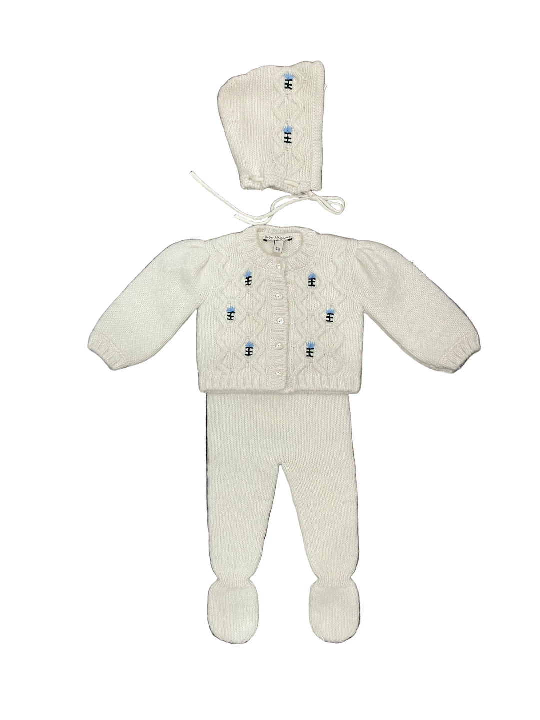 Bebe Organic Baby Sea Blue 2-Piece Set with Bonnet