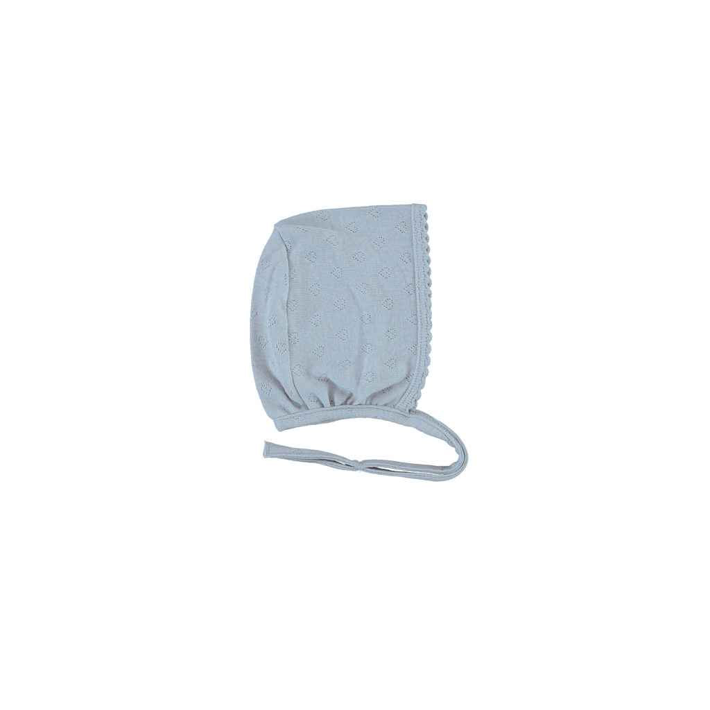 Bebe Organic Sea Blue Heart Pointelle  Bonnet
