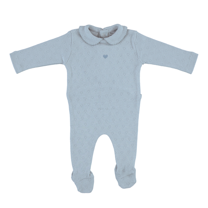 Bebe Organic Sea Blue Heart Pointelle Footie